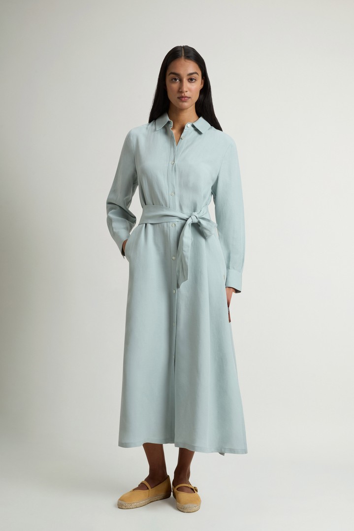 Shirt Dress in Linen Blend with Belt Blue photo 1 | Woolrich