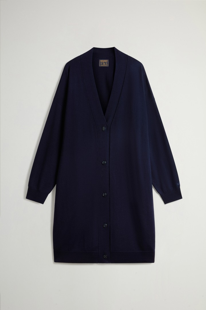 Long Cardigan in Pure Merino Virgin Wool Blue photo 1 | Woolrich