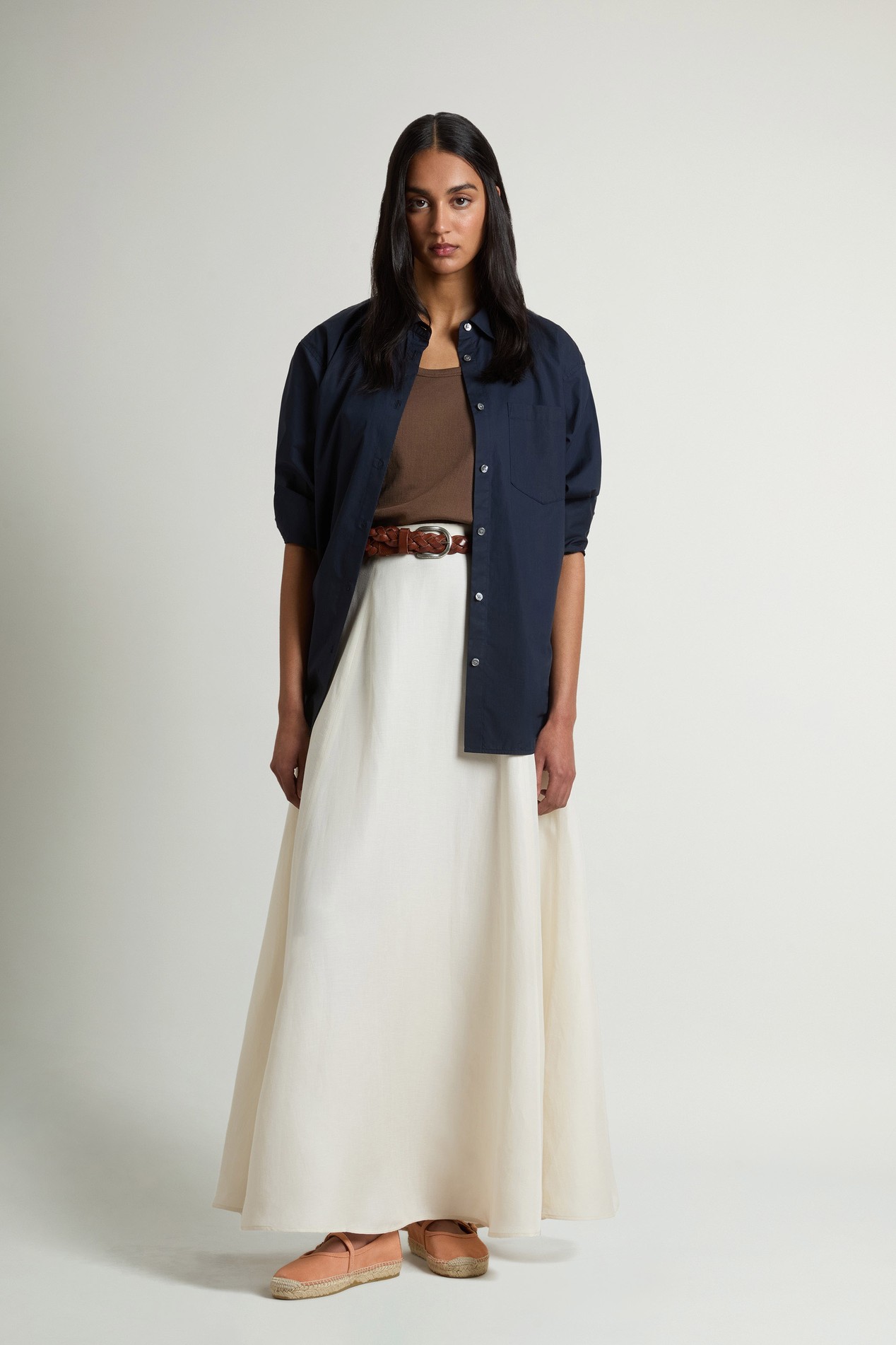 COTTON POPLIN BOYFRIEND SHIRT Blue photo 2 | Woolrich