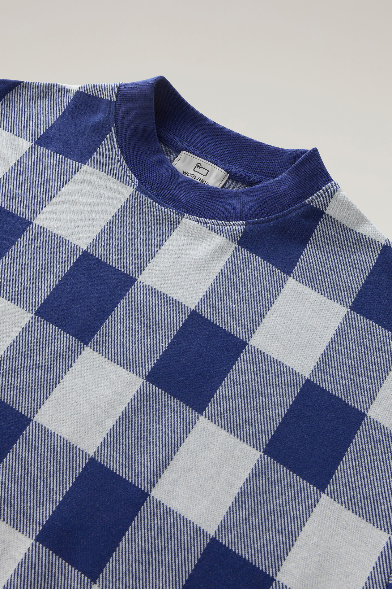 T-shirt with Jacquard Buffalo Check Pattern Blue photo 2 | Woolrich