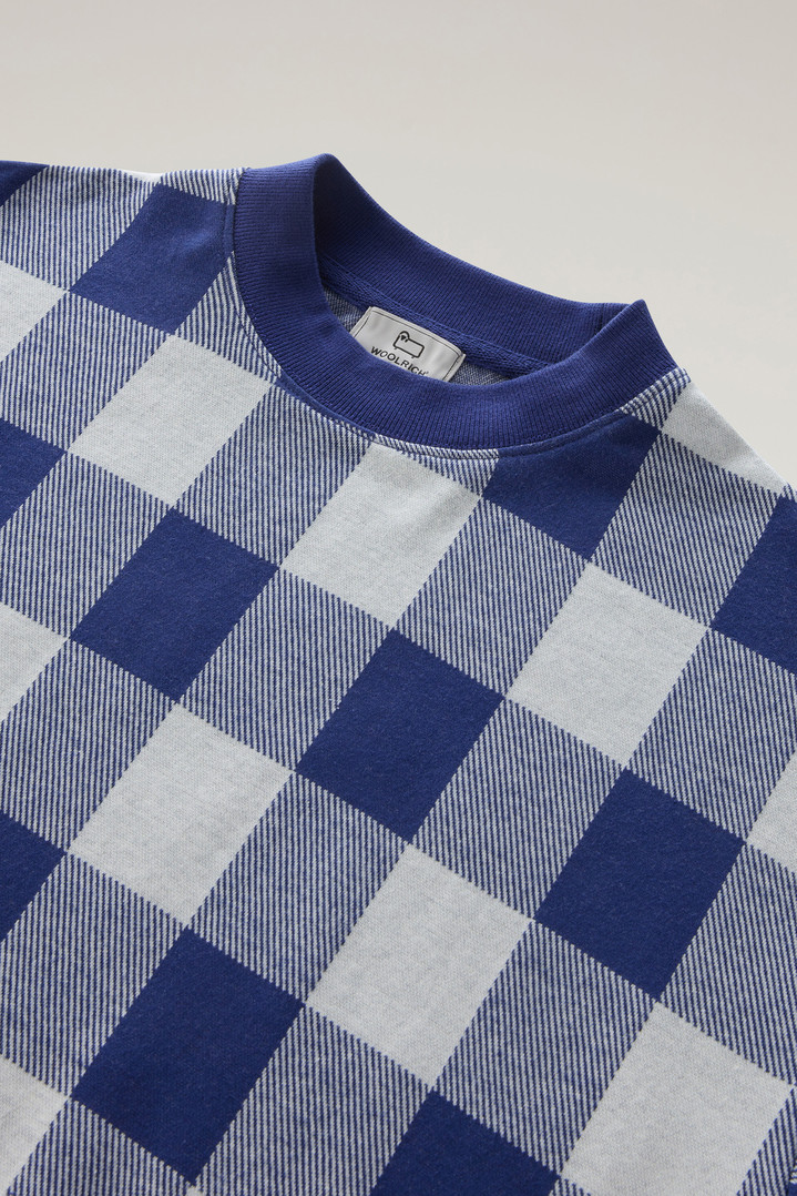 T-shirt with Jacquard Buffalo Check Pattern Blue photo 2 | Woolrich