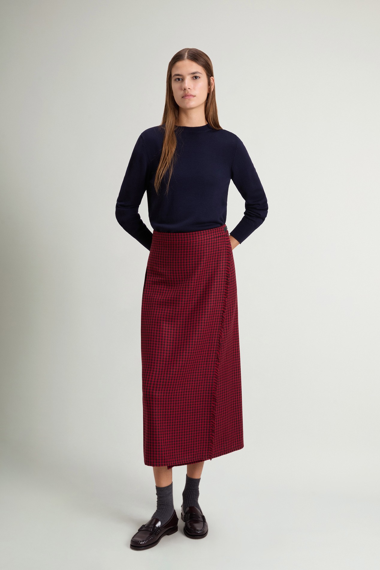 Checked Skirt in Wool Blend Red photo 2 | Woolrich
