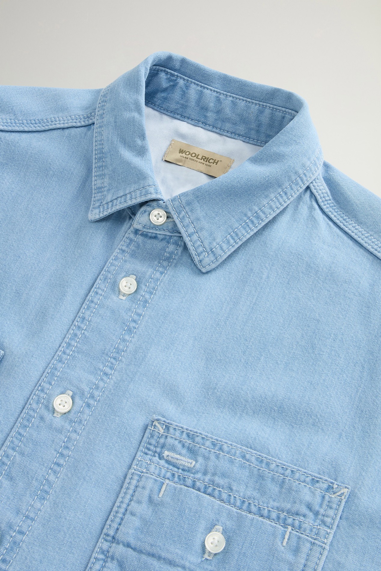 Shirt in Lightweight Pure Cotton Denim Blue photo 6 | Woolrich