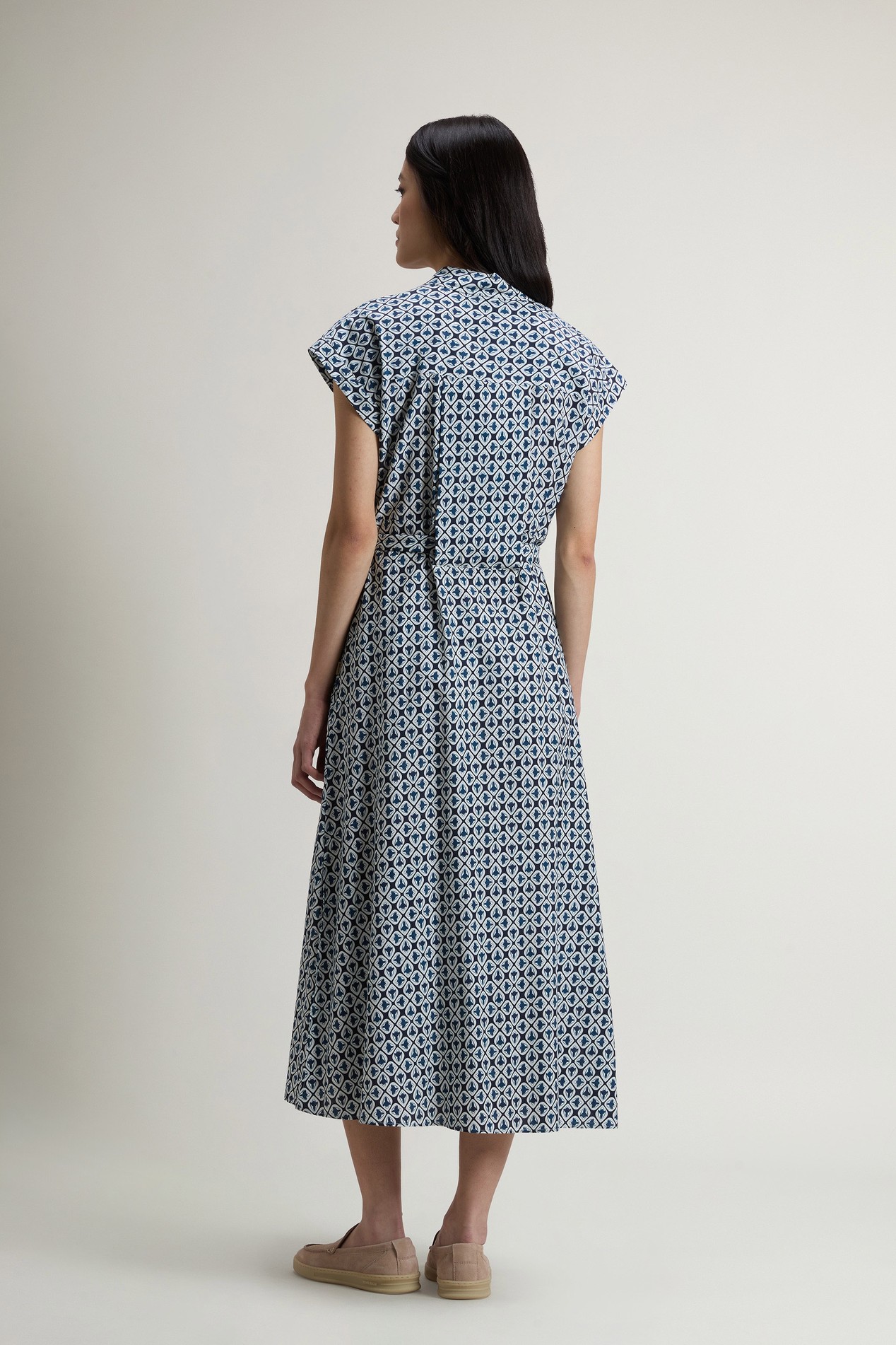 Shirt Dress in Cotton Blend with Belt Blue photo 3 | Woolrich