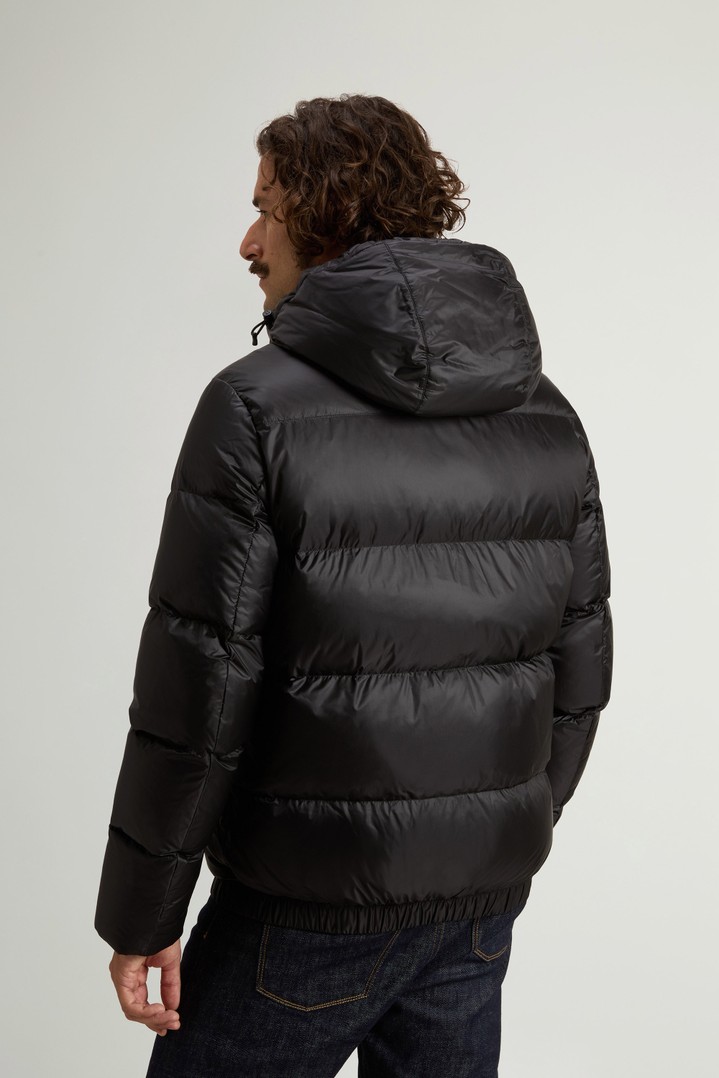 Quilted down jacket in recycled Pertex® Quantum fabric with hood Black photo 3 | Woolrich