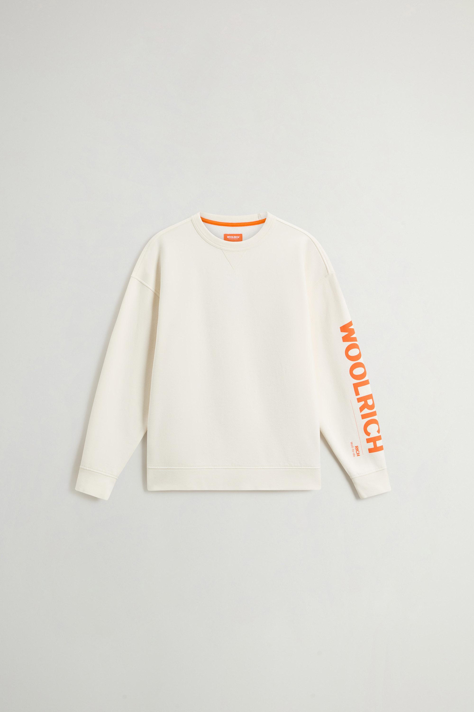 Teen Boys’ Crewneck Sweatshirt in Brushed Pure Cotton White photo 5 | Woolrich