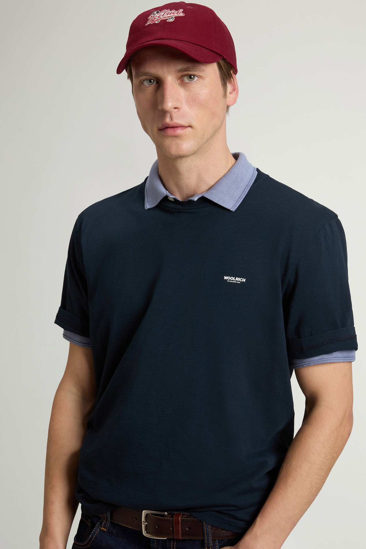 SLUB LOGO T-SHIRT Bleu photo 4 | Woolrich