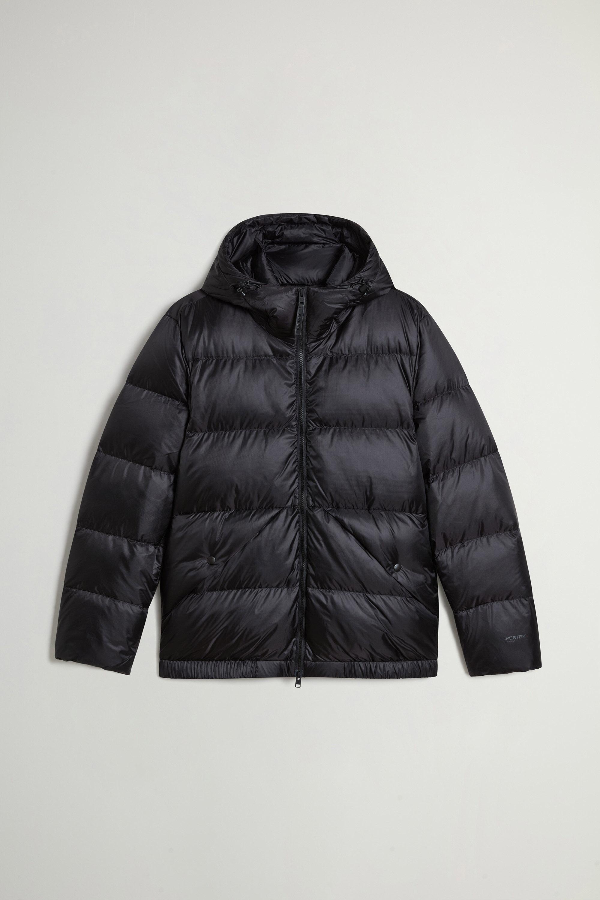 Quilted down jacket in recycled Pertex® Quantum fabric with hood Black photo 5 | Woolrich