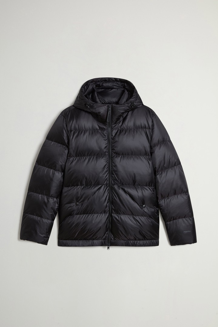 Quilted down jacket in recycled Pertex® Quantum fabric with hood Black photo 5 | Woolrich