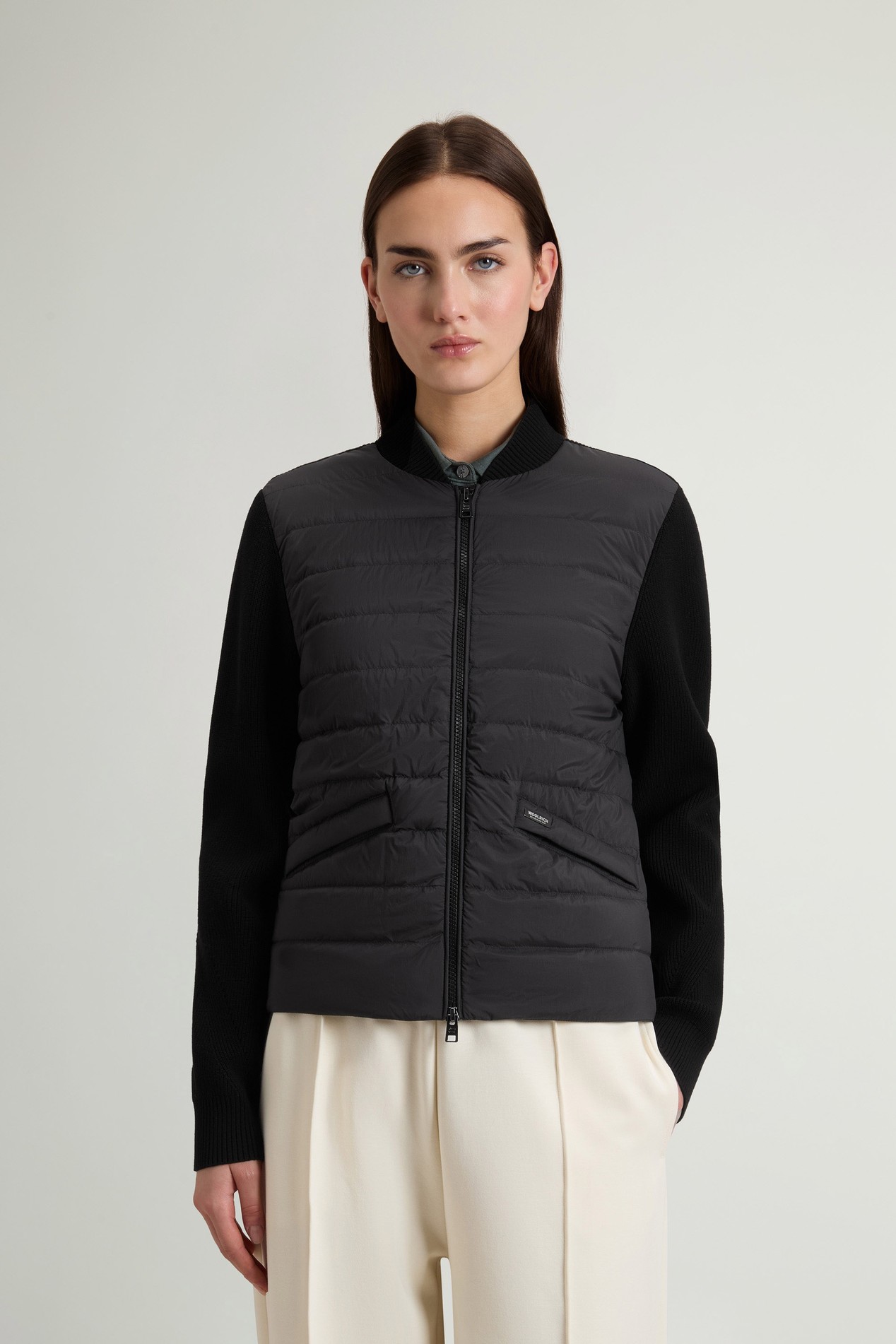 Hybrid Bomber Jacket in Nylon Black photo 1 | Woolrich