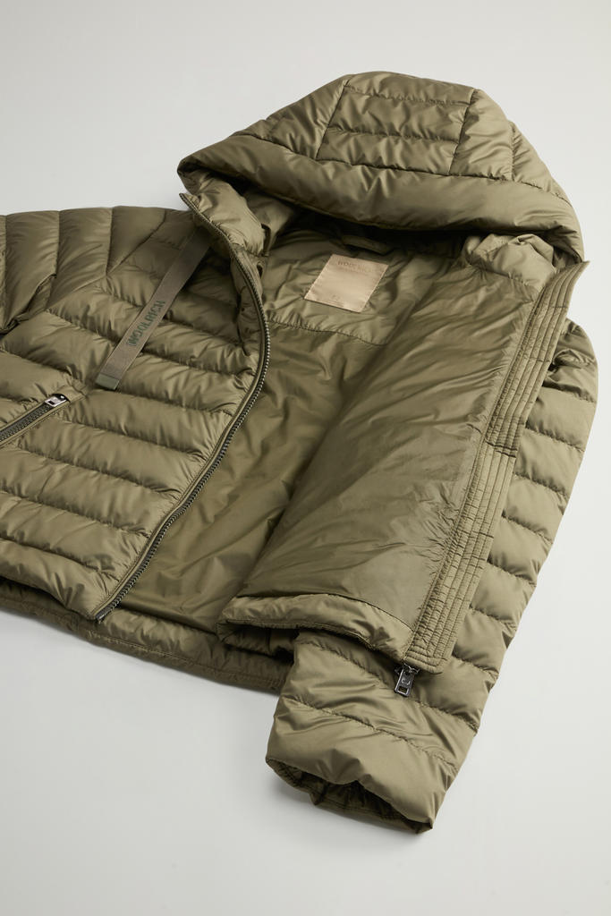 Padded Microfiber Jacket with Hood Green photo 4 | Woolrich