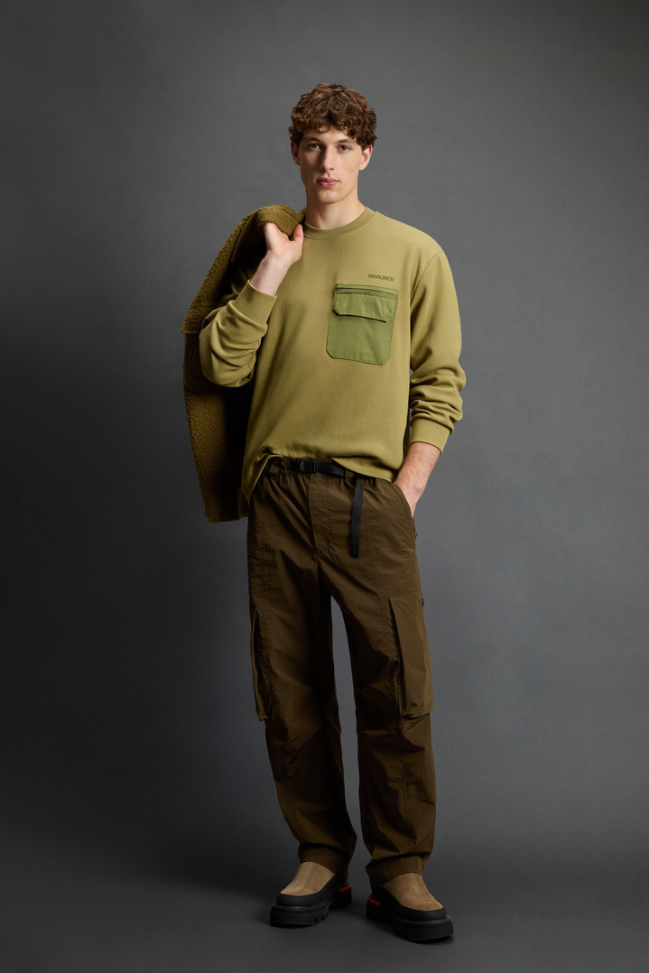Crewneck Sweatshirt in Cotton Interlock and Nylon Blend by Todd Snyder Green photo 2 | Woolrich