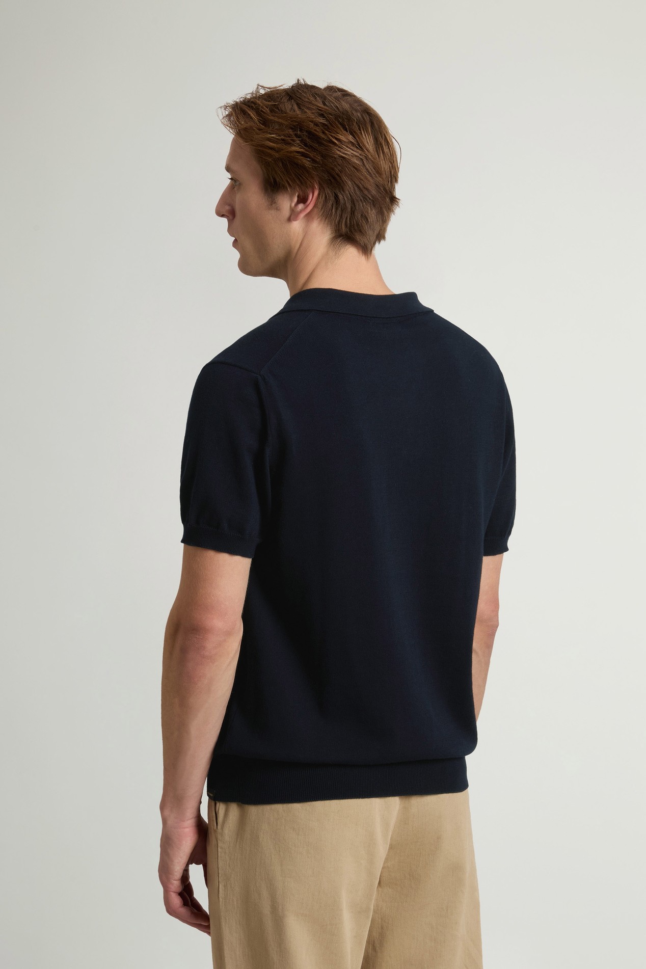 KNITTED POLO Blue photo 3 | Woolrich