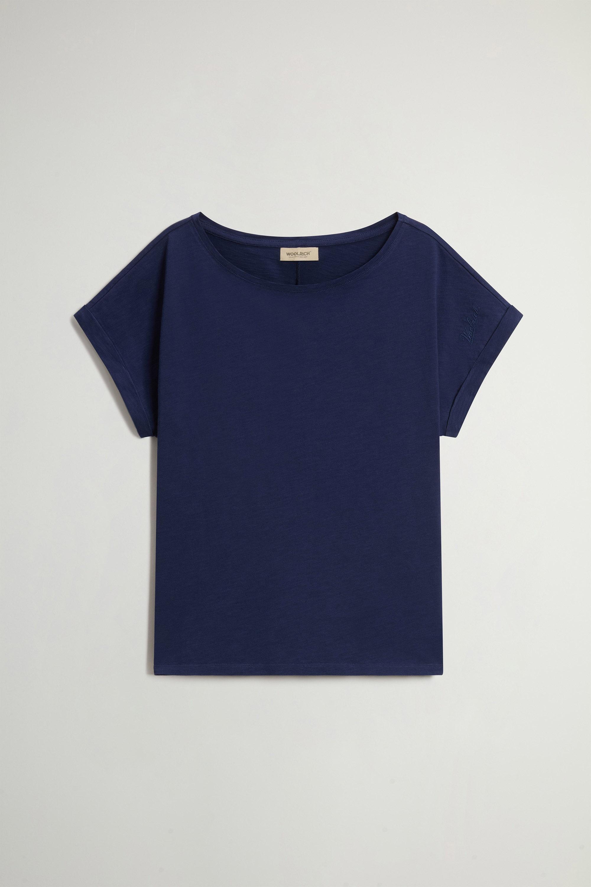 T-Shirt in Pure Cotton Slub Fabric Blue photo 1 | Woolrich