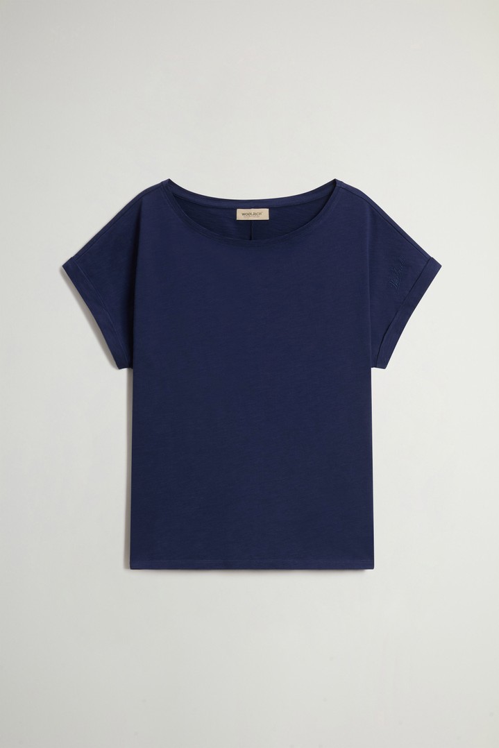 T-Shirt in Pure Cotton Slub Fabric Blue photo 1 | Woolrich