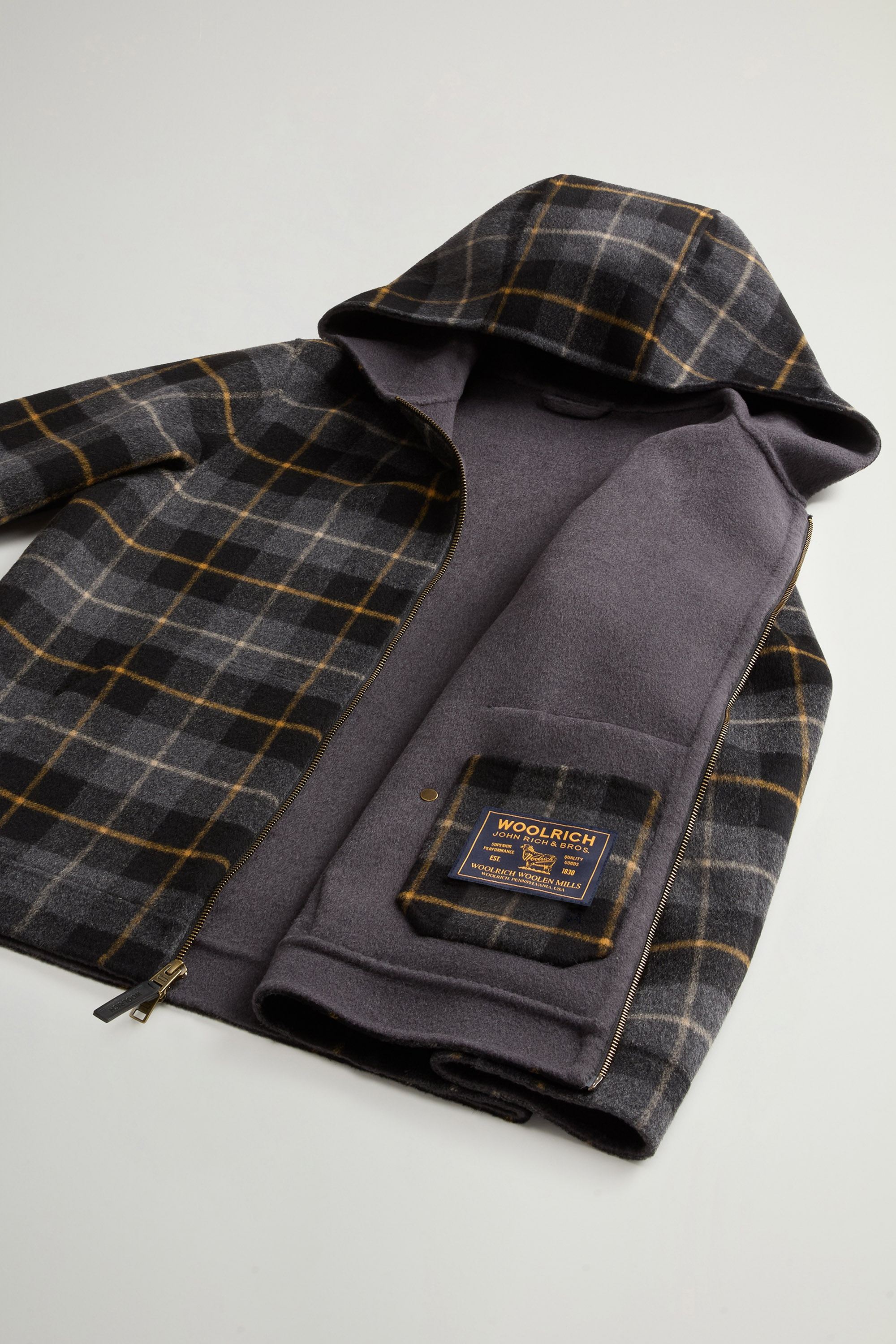 Wool-Blend Jacket with Hood and Zipper Gray photo 8 | Woolrich