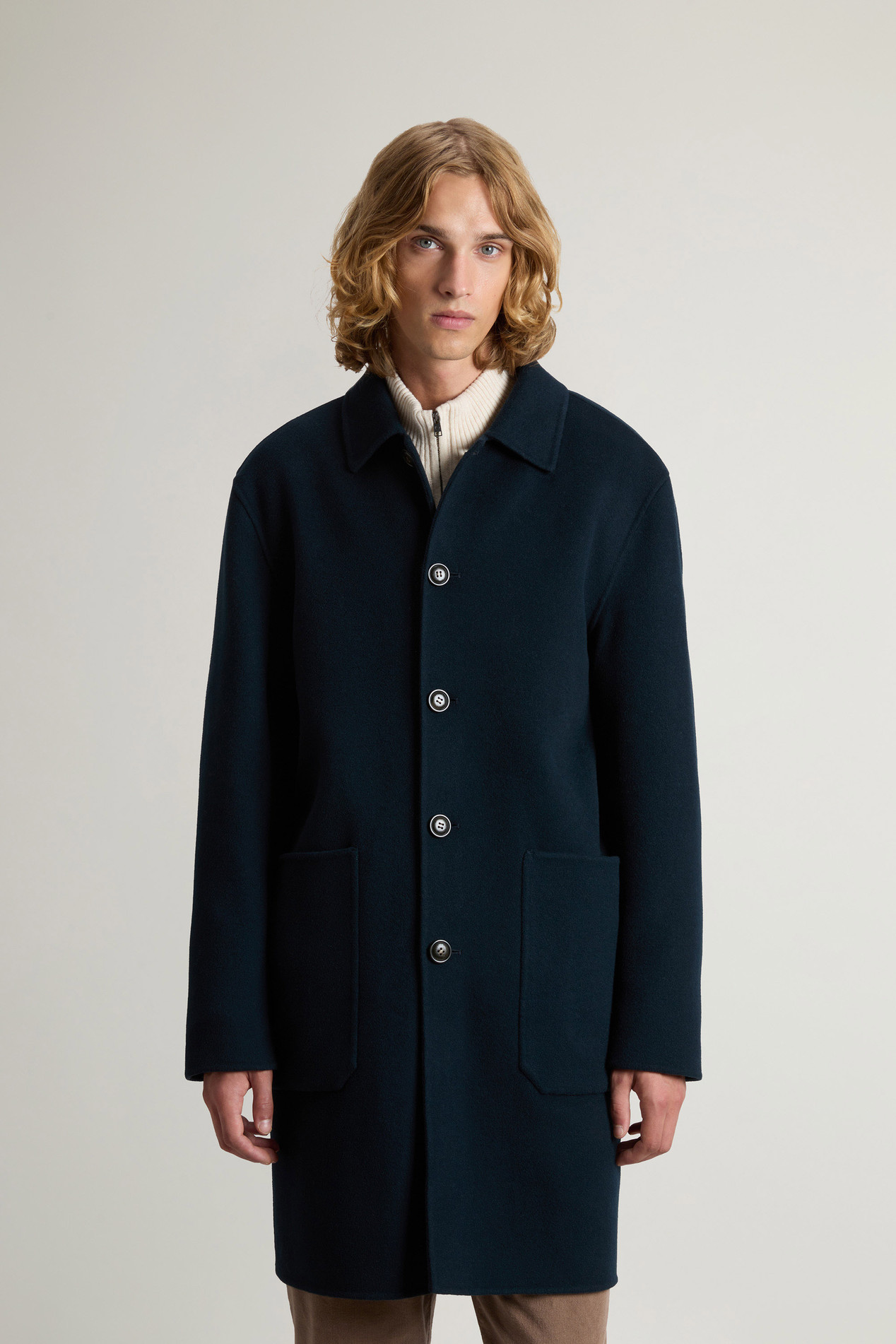 Coat in Pure Virgin Wool Blue photo 1 | Woolrich