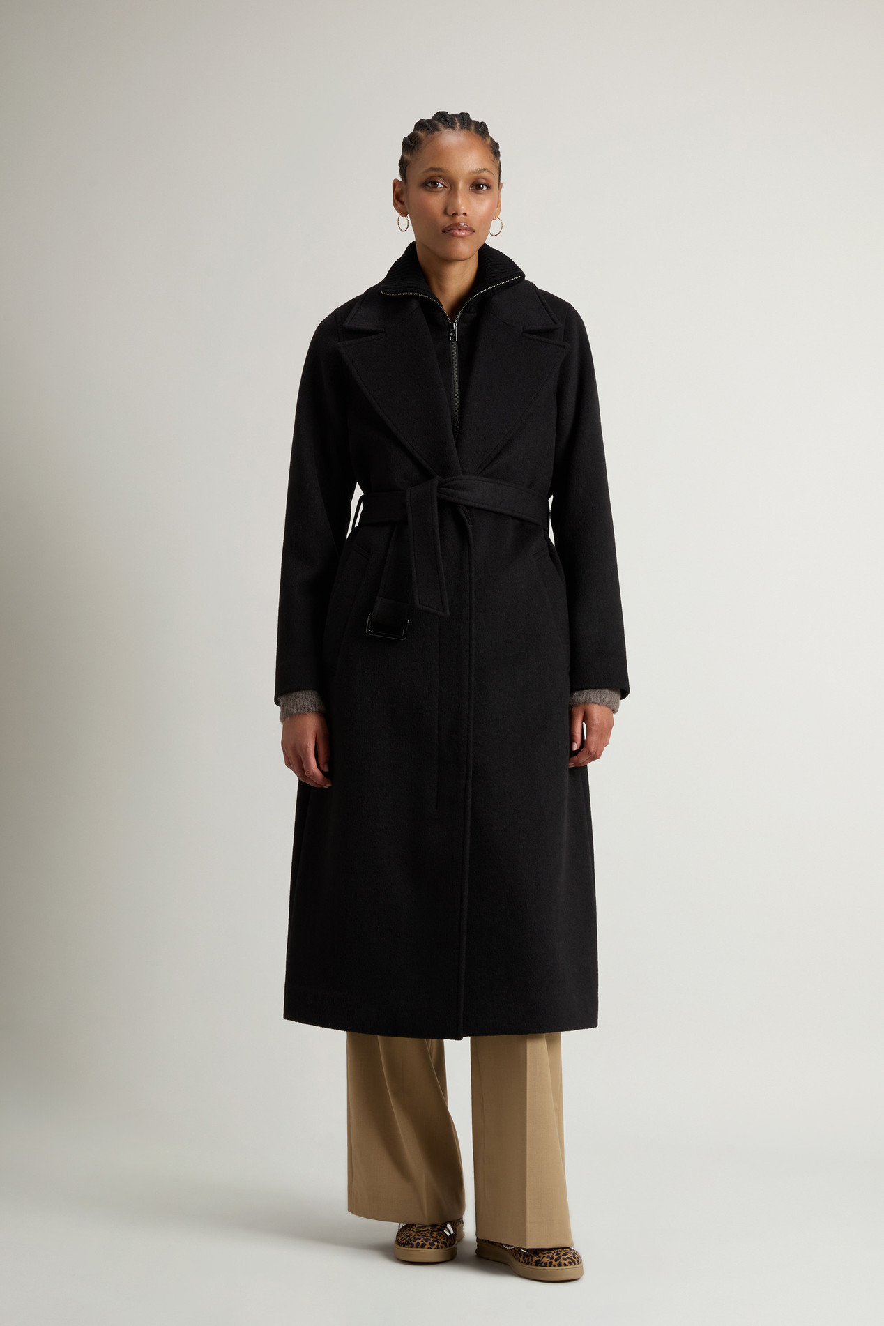 Wool-Blend Coat with Removable Bib Black photo 1 | Woolrich