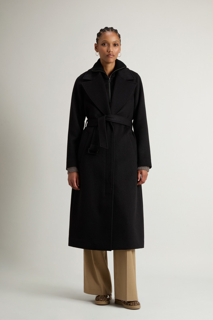 Wool-Blend Coat with Removable Bib Black photo 1 | Woolrich