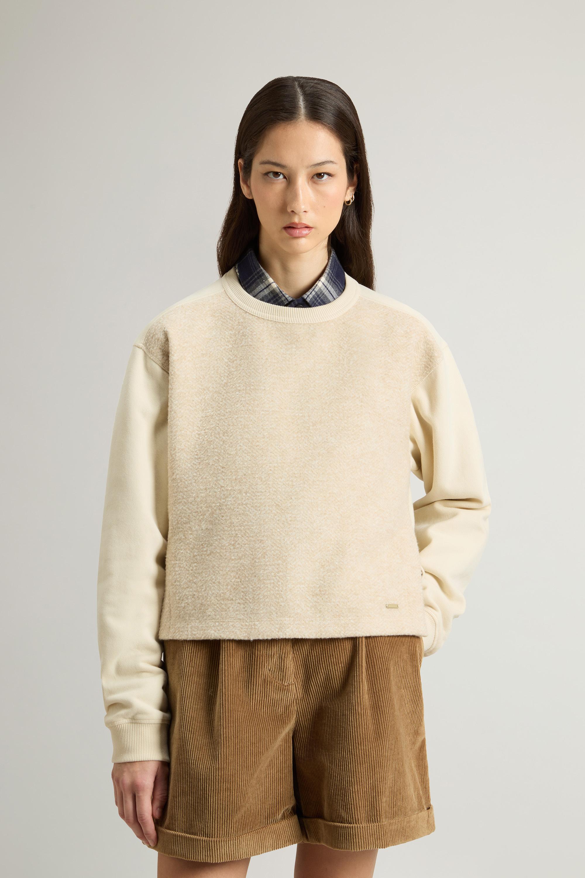 Crewneck Sweatshirt in Brushed Pure Cotton Beige photo 1 | Woolrich