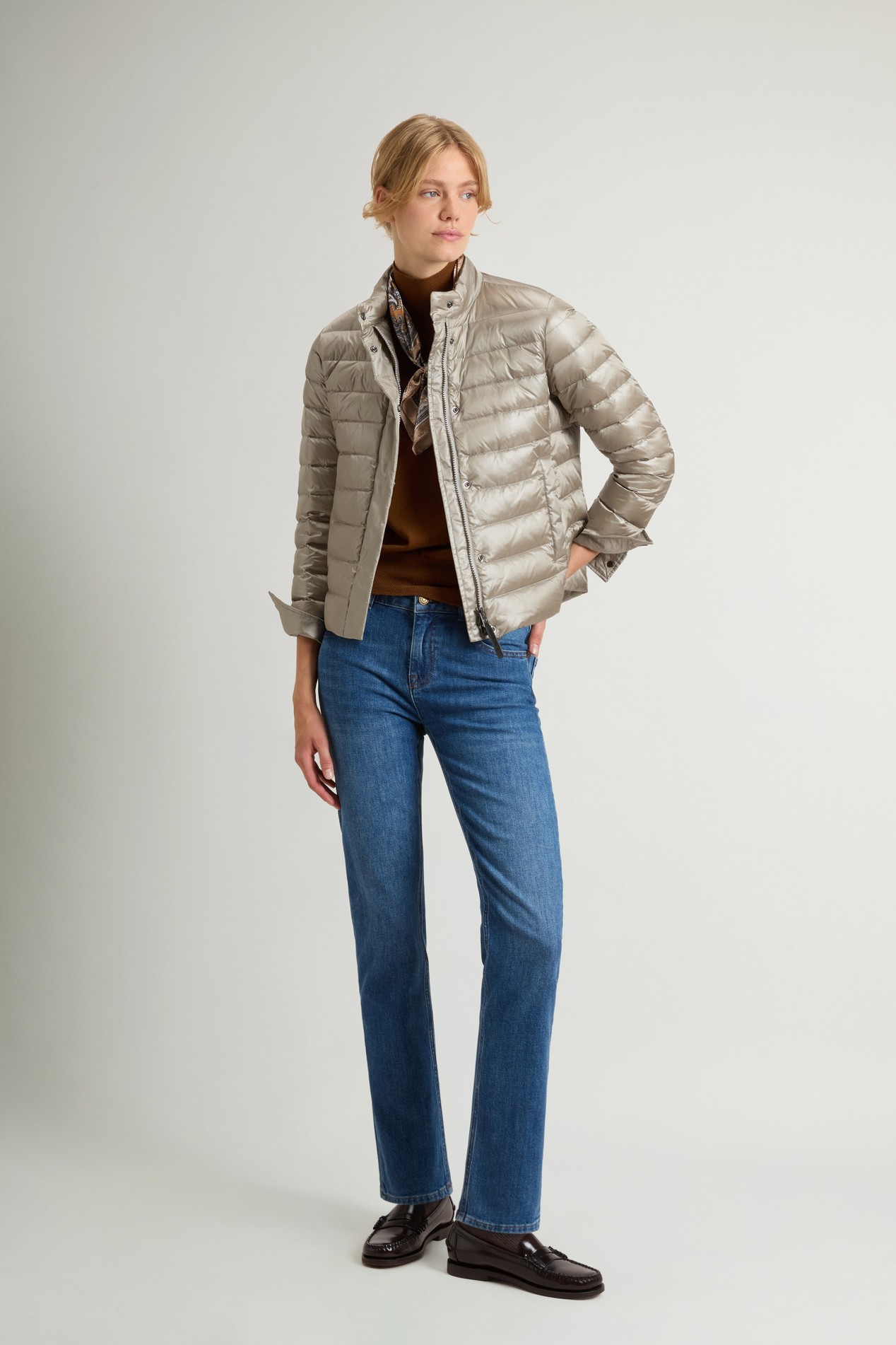 Lightweight Down Jacket in Liquid Nylon Beige photo 2 | Woolrich
