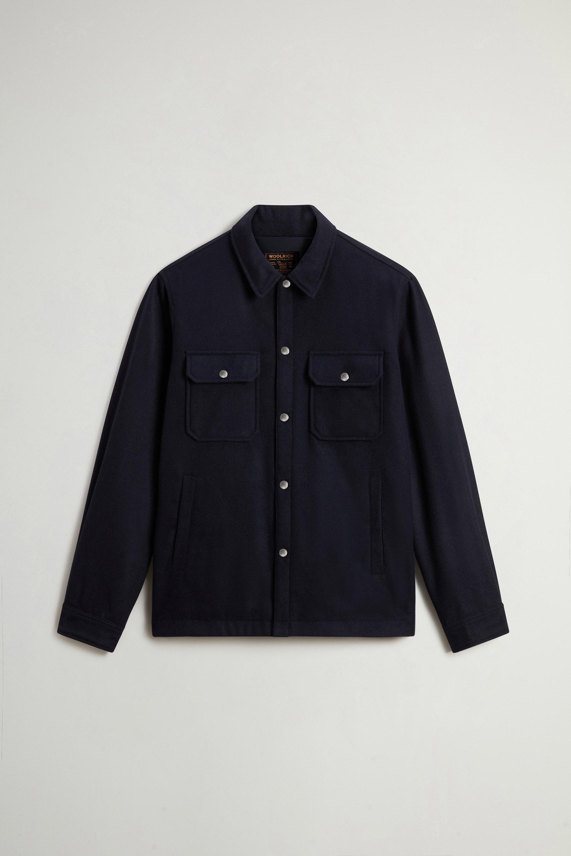Surchemise Alaskan en laine italienne Melton mélangée recyclée Bleu photo 5 | Woolrich