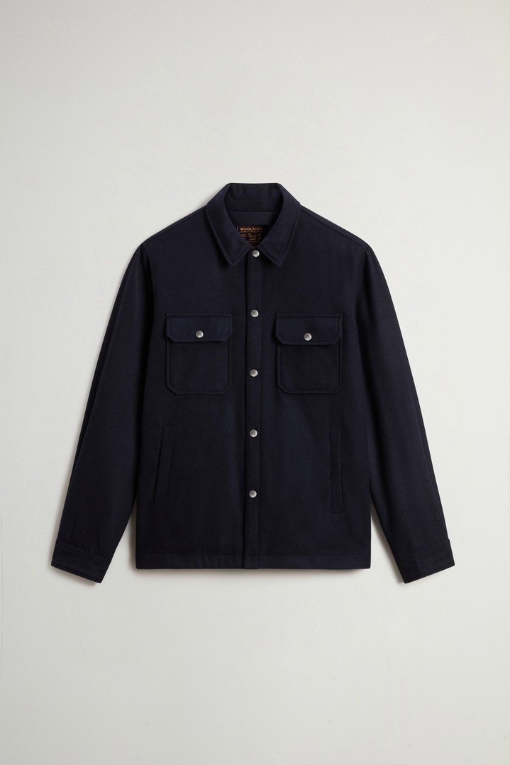 Surchemise Alaskan en laine italienne Melton mélangée recyclée Bleu photo 5 | Woolrich