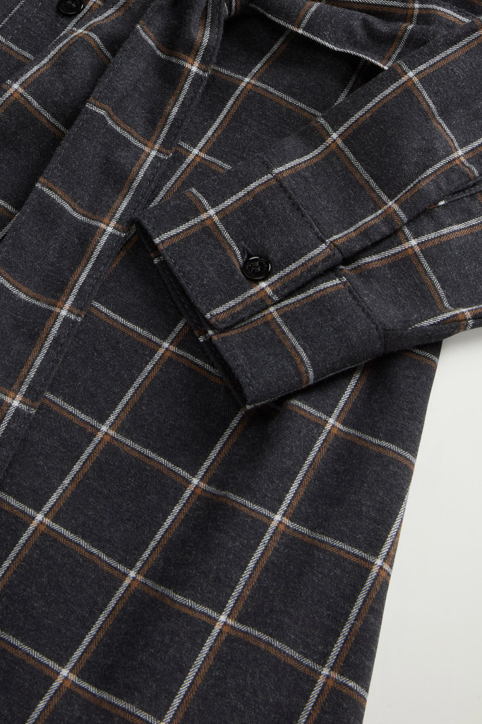 Checked Shirt Dress in Pure Cotton Flannel Gray photo 7 | Woolrich