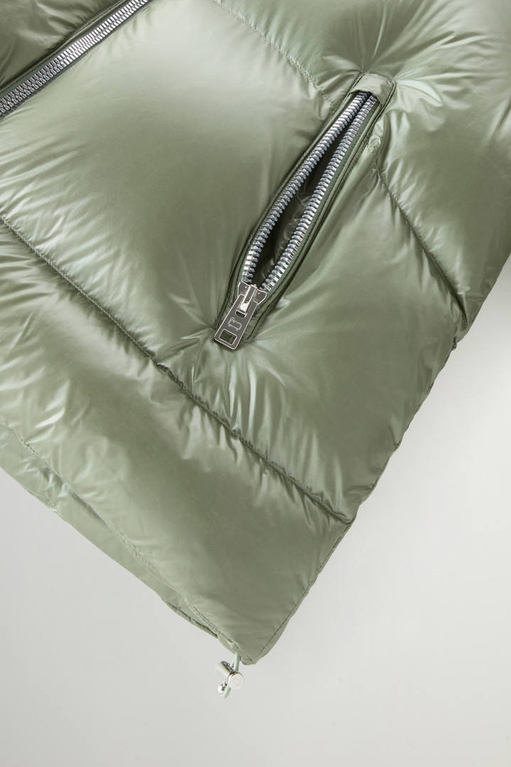 Aliquippa Short Down Jacket in Glossy Nylon Green photo 4 | Woolrich