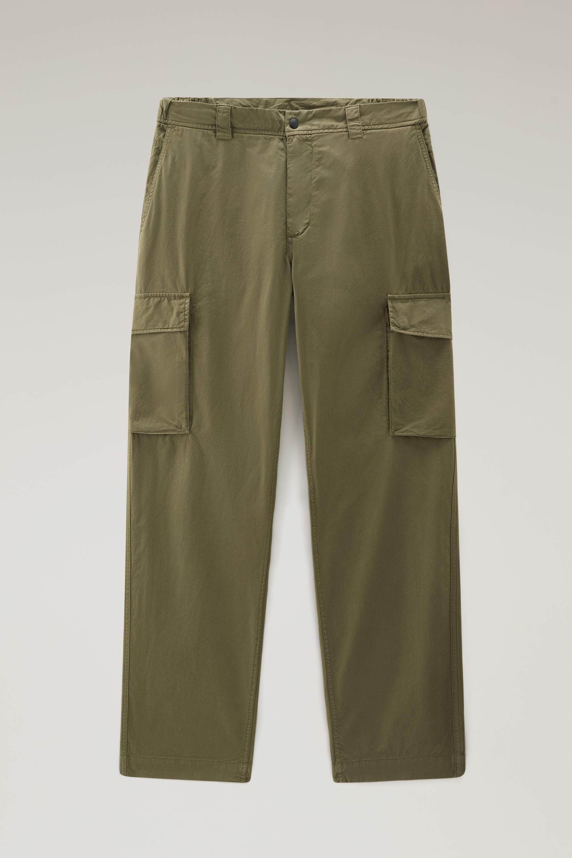Garment-Dyed Cargo Pants in Pure Cotton Gabardine Green photo 1 | Woolrich
