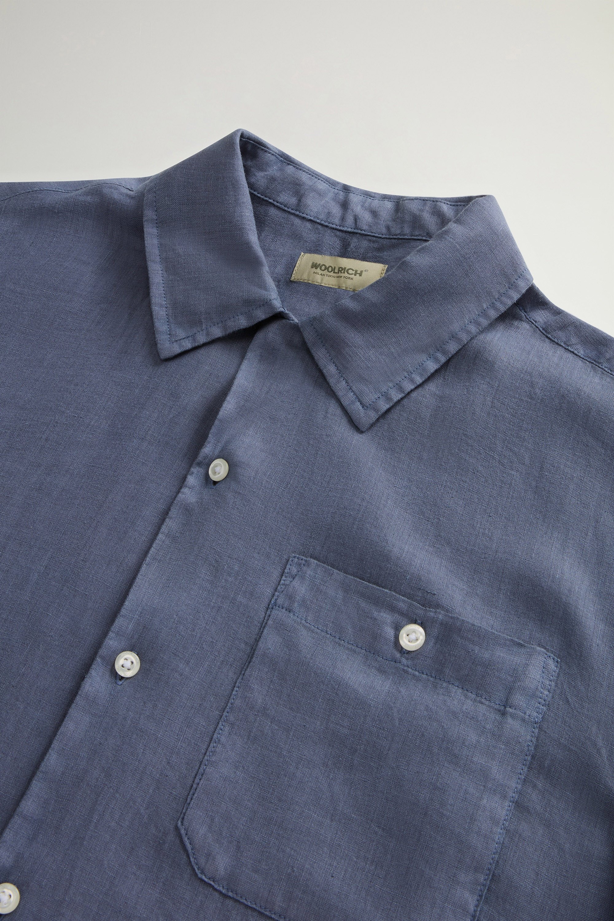 S/S LINEN SHIRT Blue photo 6 | Woolrich