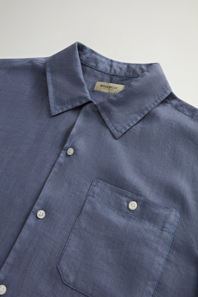 S/S LINEN SHIRT Blue photo 6 | Woolrich