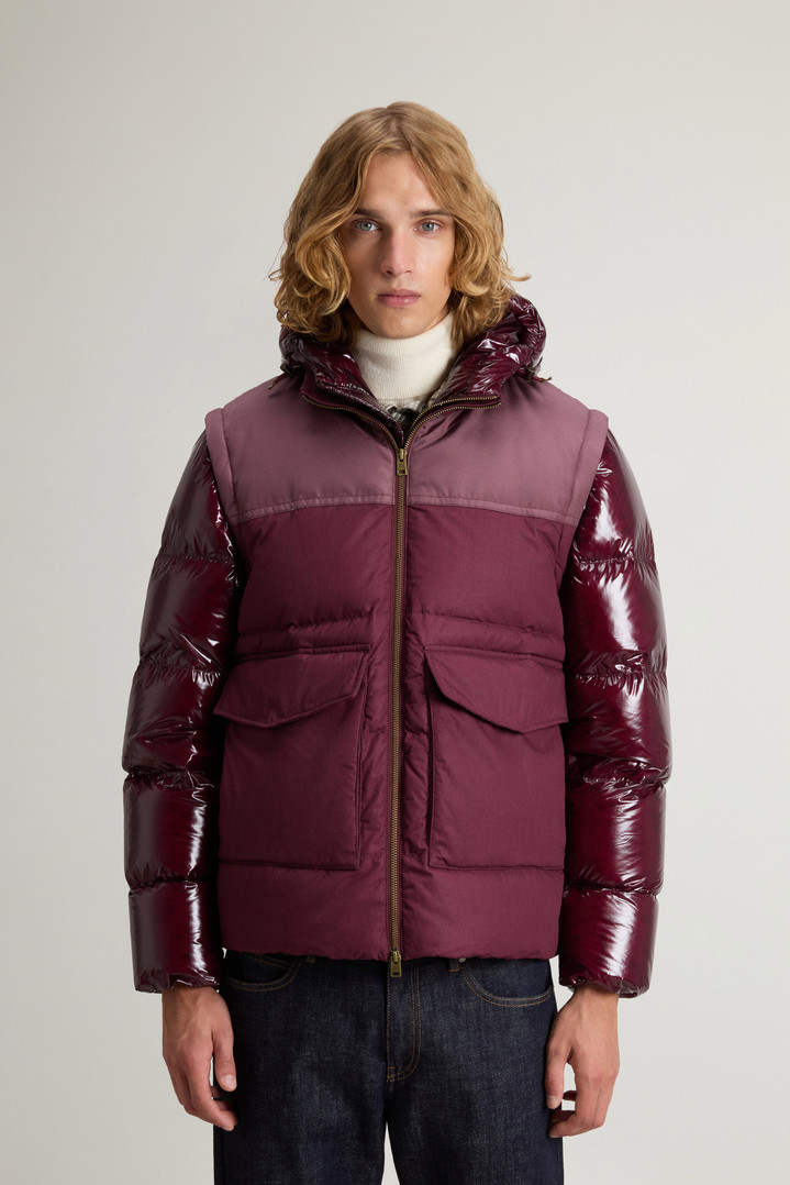 Hybrid Down Jacket with Removable Sleeves and Hood Burgundy photo 1 | Woolrich