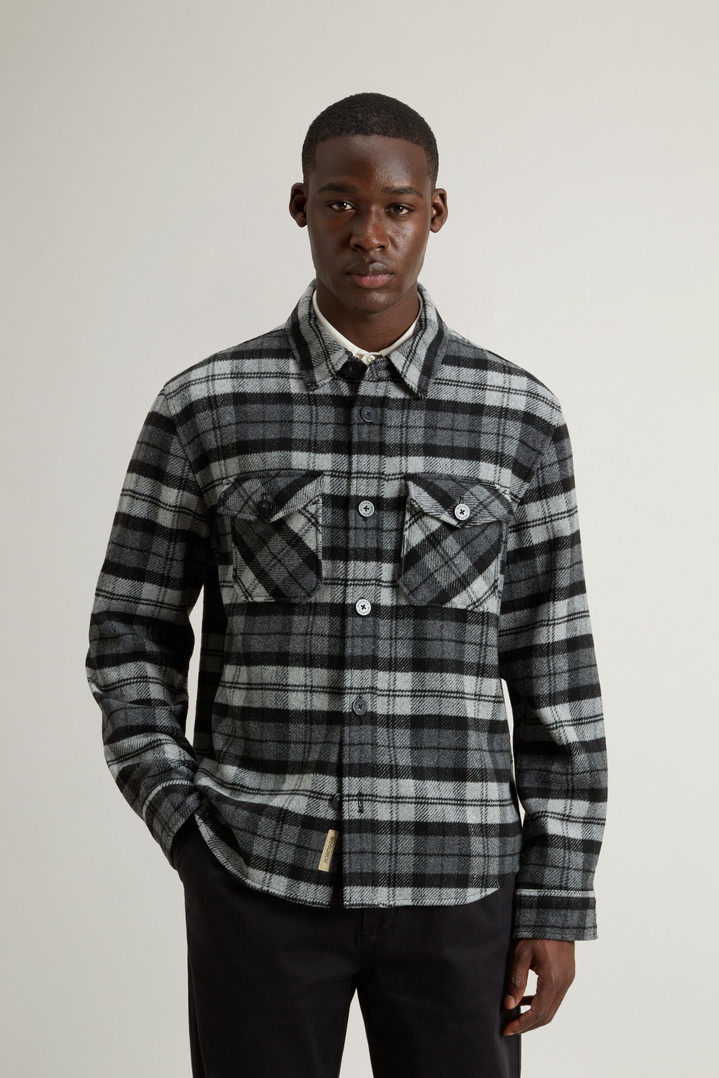 Wool-Blend Overshirt with Checked Pattern Gray photo 1 | Woolrich