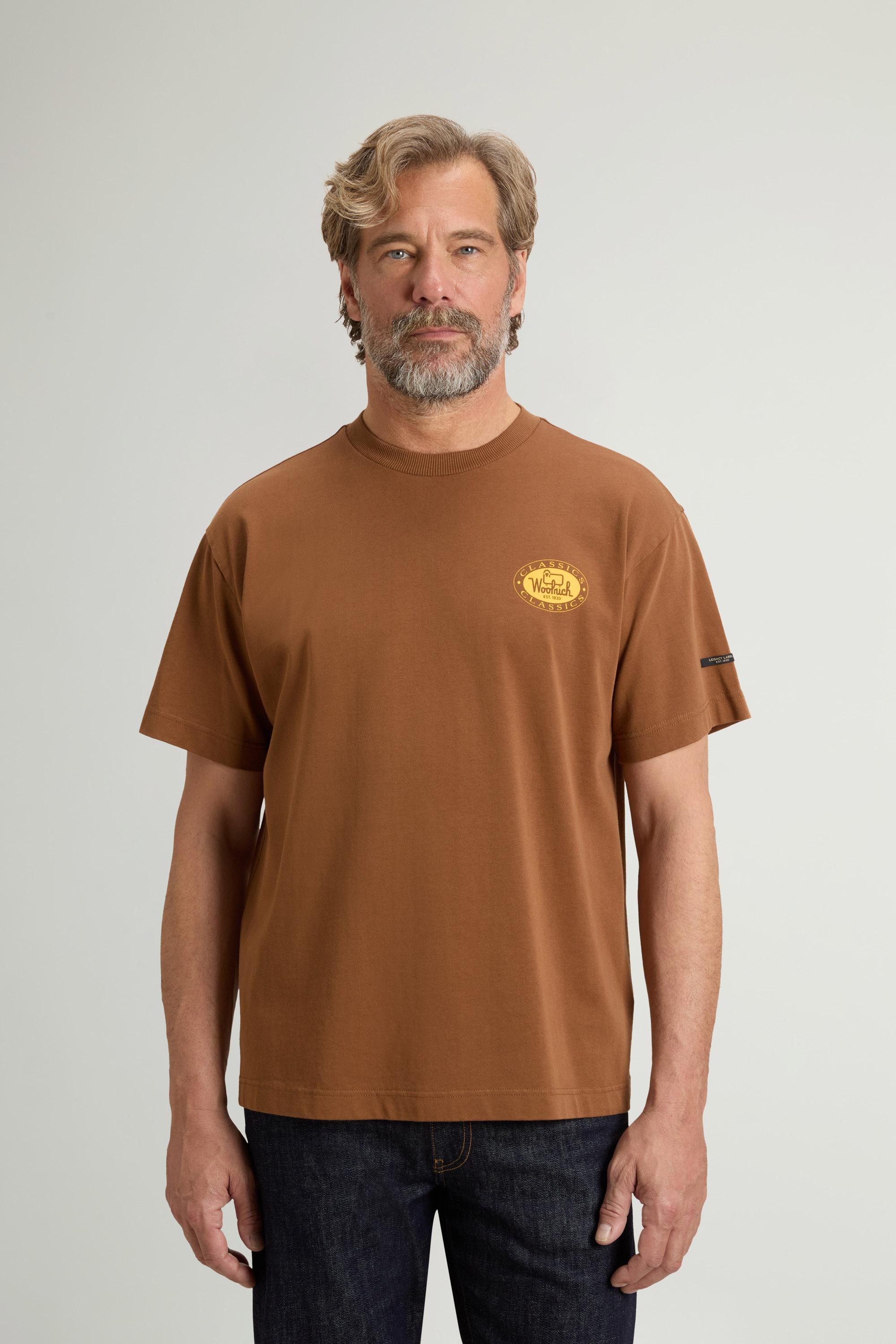 T-shirt met ronde hals van zuiver katoen met print Bruin photo 1 | Woolrich