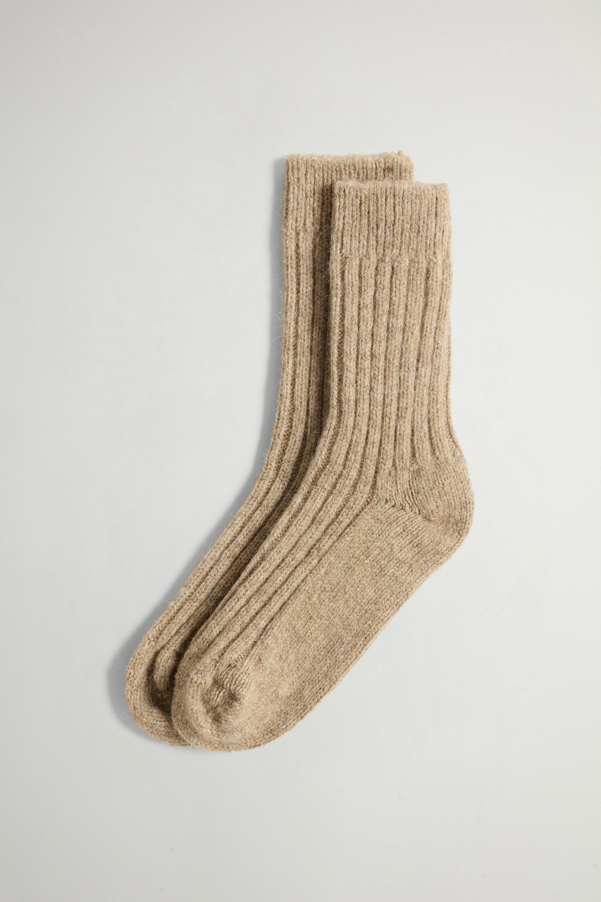 Chaussettes côtelées en laine et alpaga Beige photo 1 | Woolrich