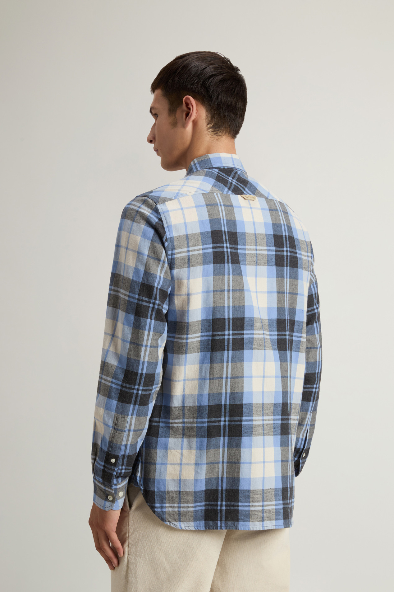 Pure Madras Cotton Flannel Checked Shirt Blue photo 3 | Woolrich