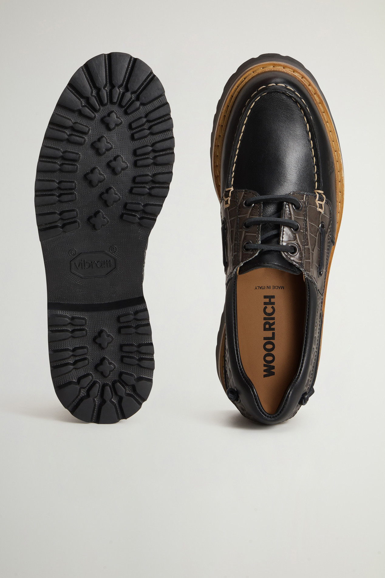 Rock Loafers in Leather with Printed Inserts Black photo 4 | Woolrich
