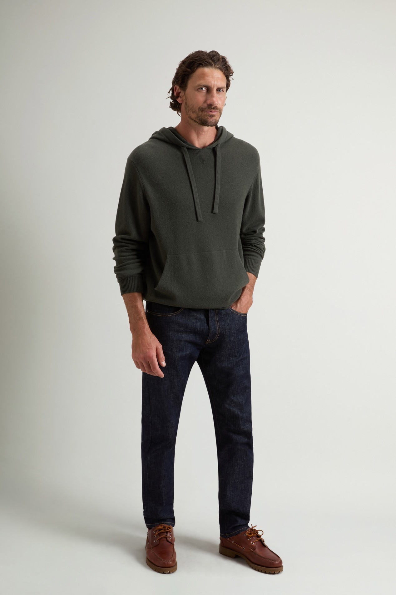 WOOL CASHMERE HOODIE GG13 Green photo 2 | Woolrich