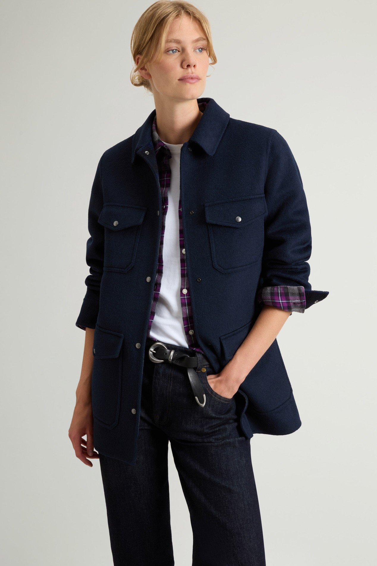 Coat in Double-Face Wool Blend Blue photo 4 | Woolrich
