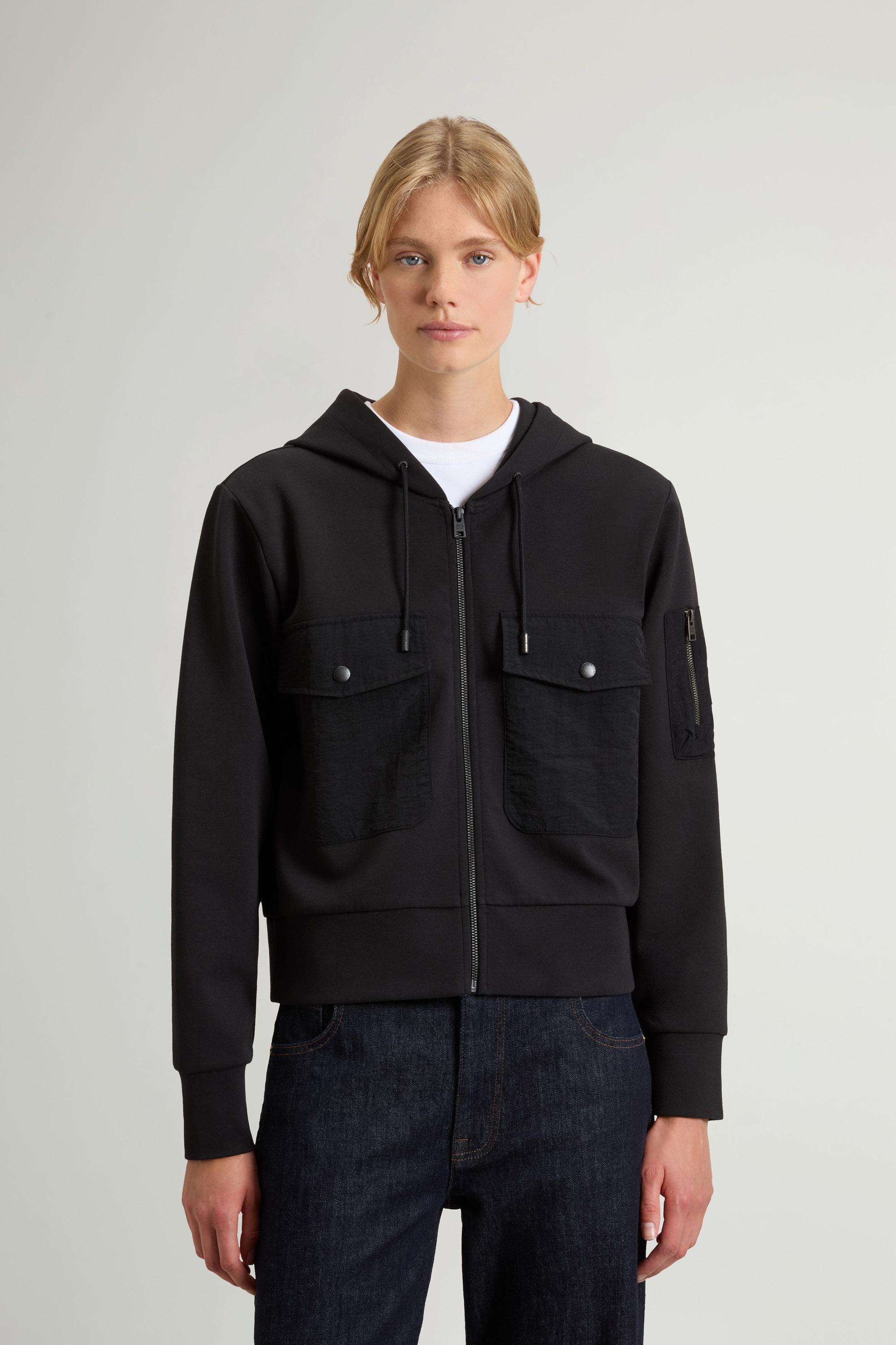 Full-Zipper Sweatshirt in Stretch Cotton-Blend Interlock Black photo 1 | Woolrich