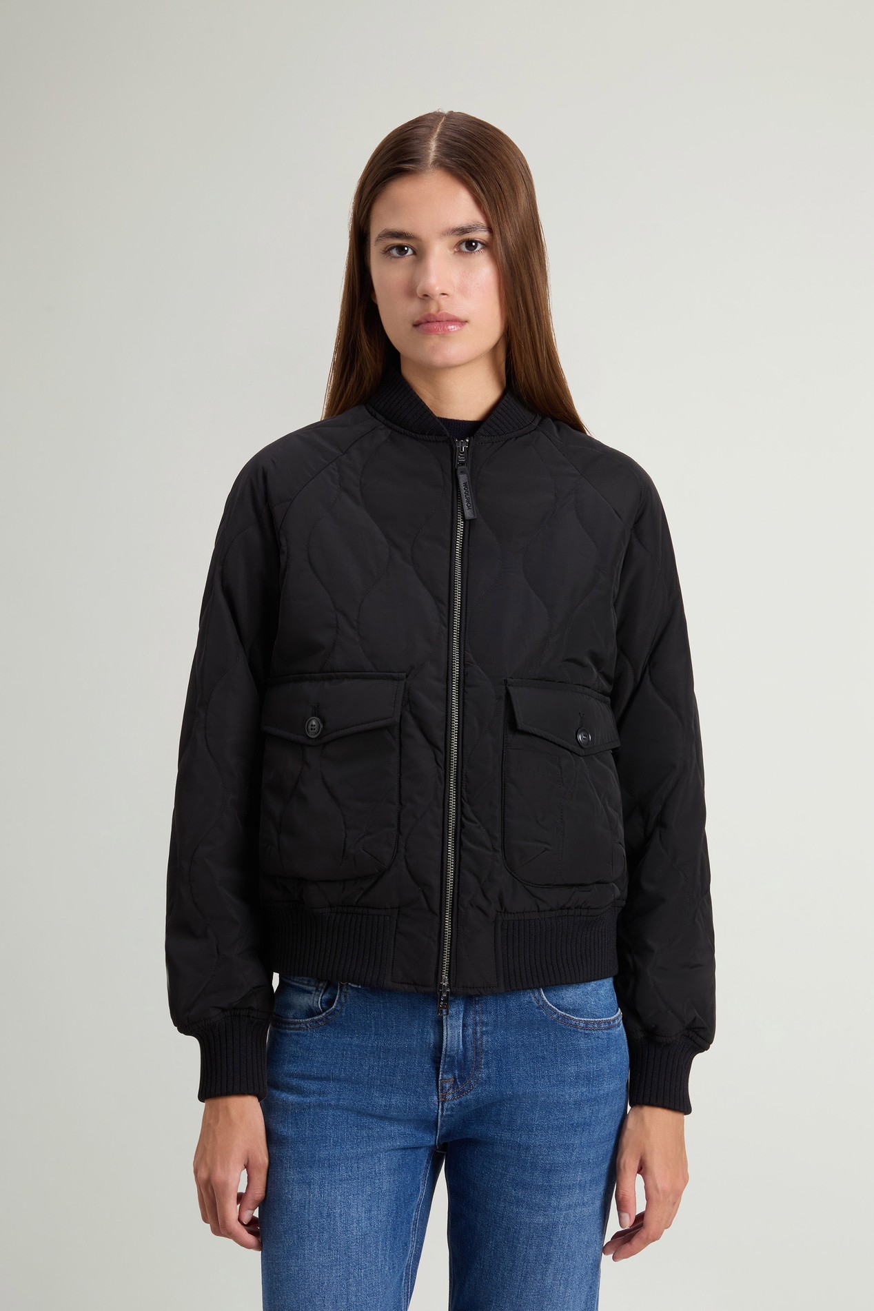 Bomber Military en nylon brillant matelassé Noir photo 1 | Woolrich