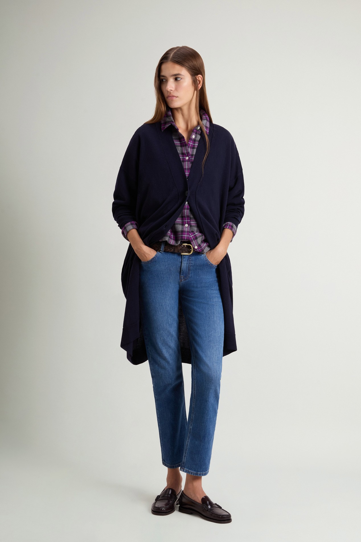Long Cardigan in Pure Merino Virgin Wool Blue photo 2 | Woolrich