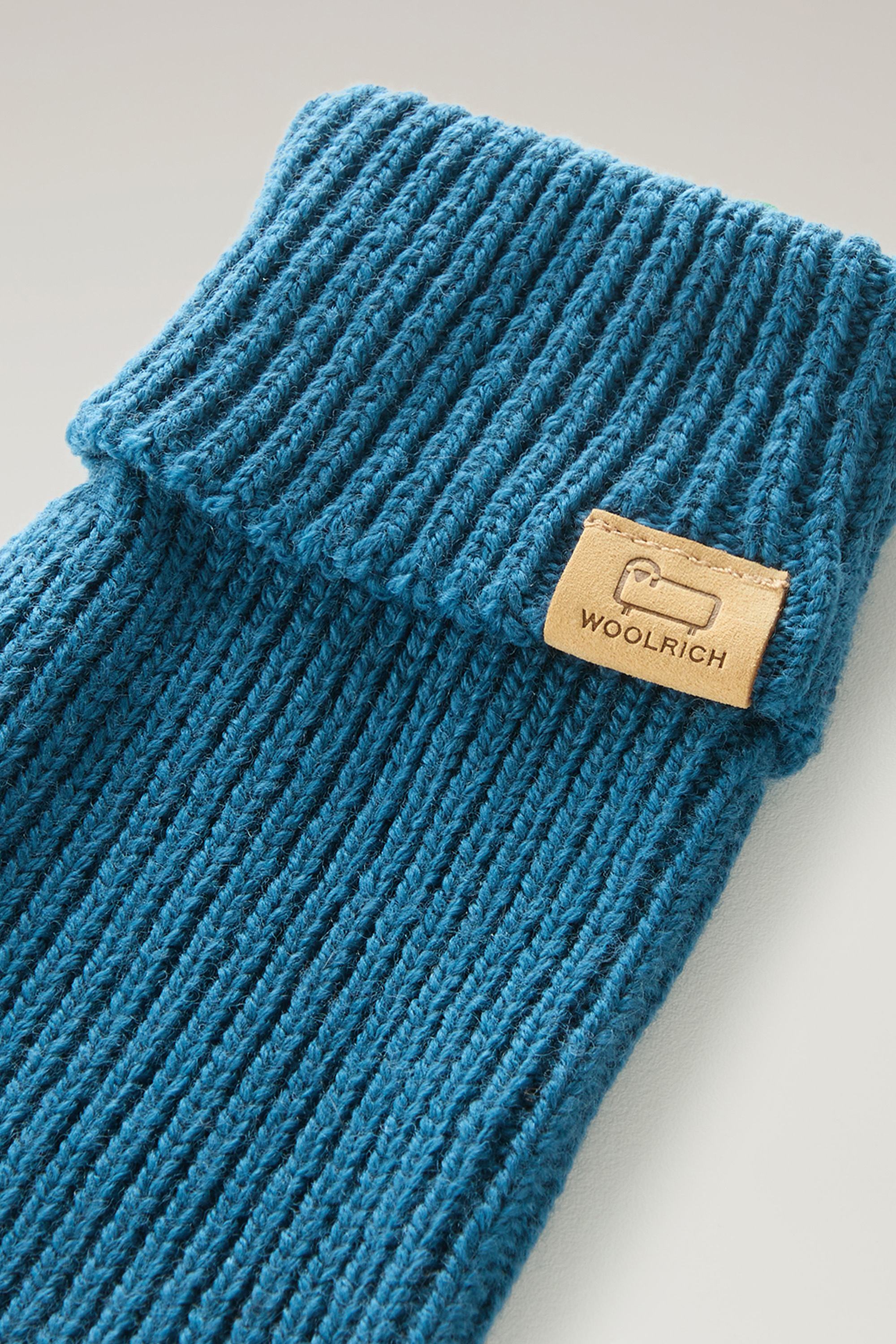 Ribbed Gloves in Pure Merino Virgin Wool Blue photo 3 | Woolrich