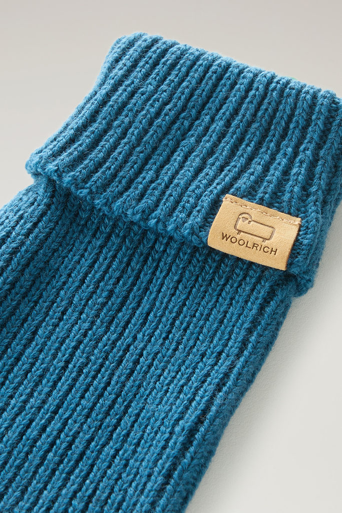 Ribbed Gloves in Pure Merino Virgin Wool Blue photo 3 | Woolrich