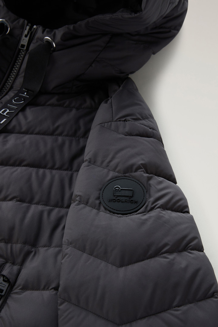 Microfibre Jacket with Chevron Quilting and Hood Black photo 3 | Woolrich