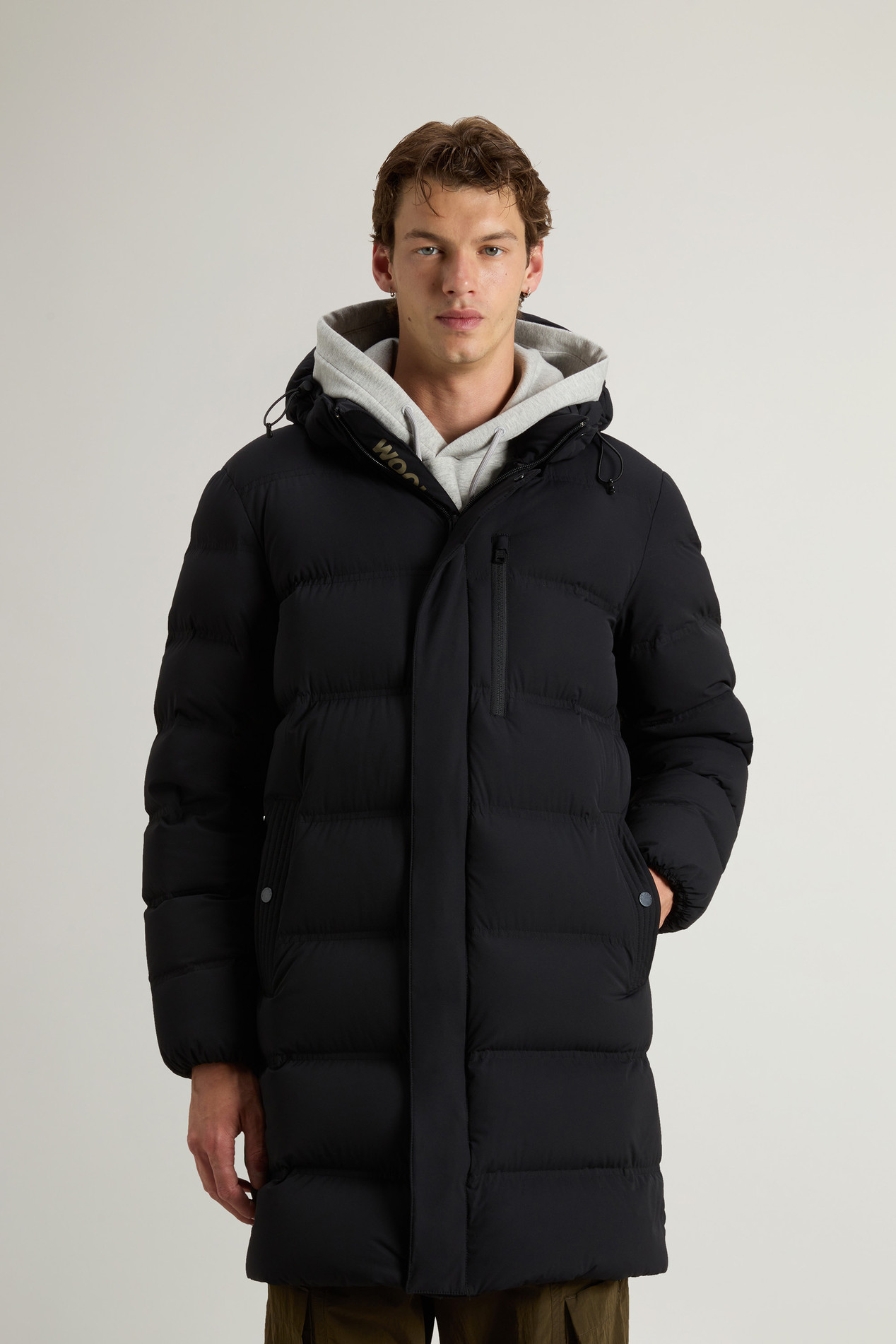 MATT STRETCH LONG PUFFER Black photo 1 | Woolrich