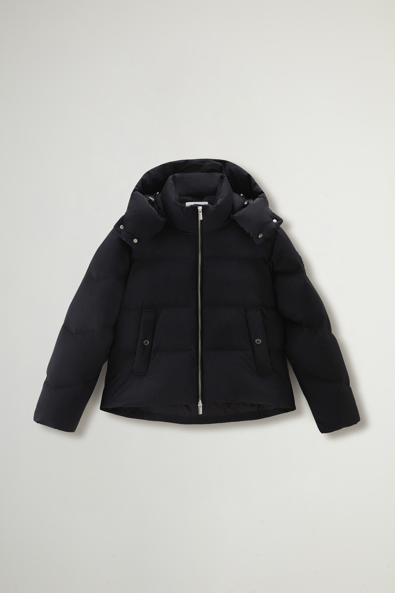 Short Alsea Down Jacket in Stretch Nylon with Detachable Hood Black photo 1 | Woolrich