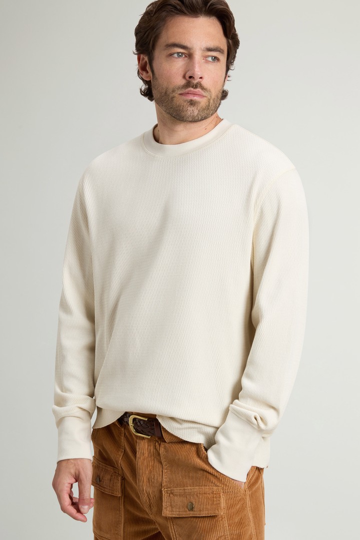 Long-Sleeved Pure Cotton Jacquard Sweater White photo 5 | Woolrich
