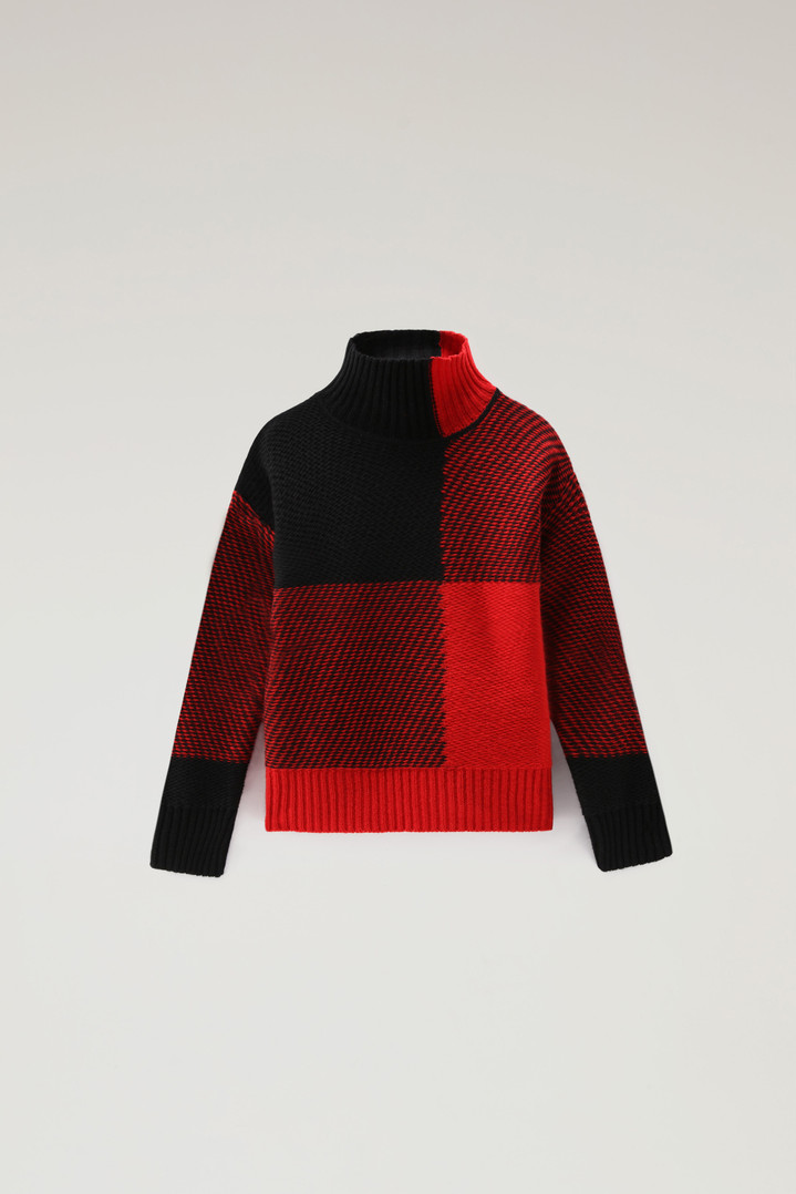 Girl'S Plaid Turtleneck in Merino Wool Blend Red photo 1 | Woolrich